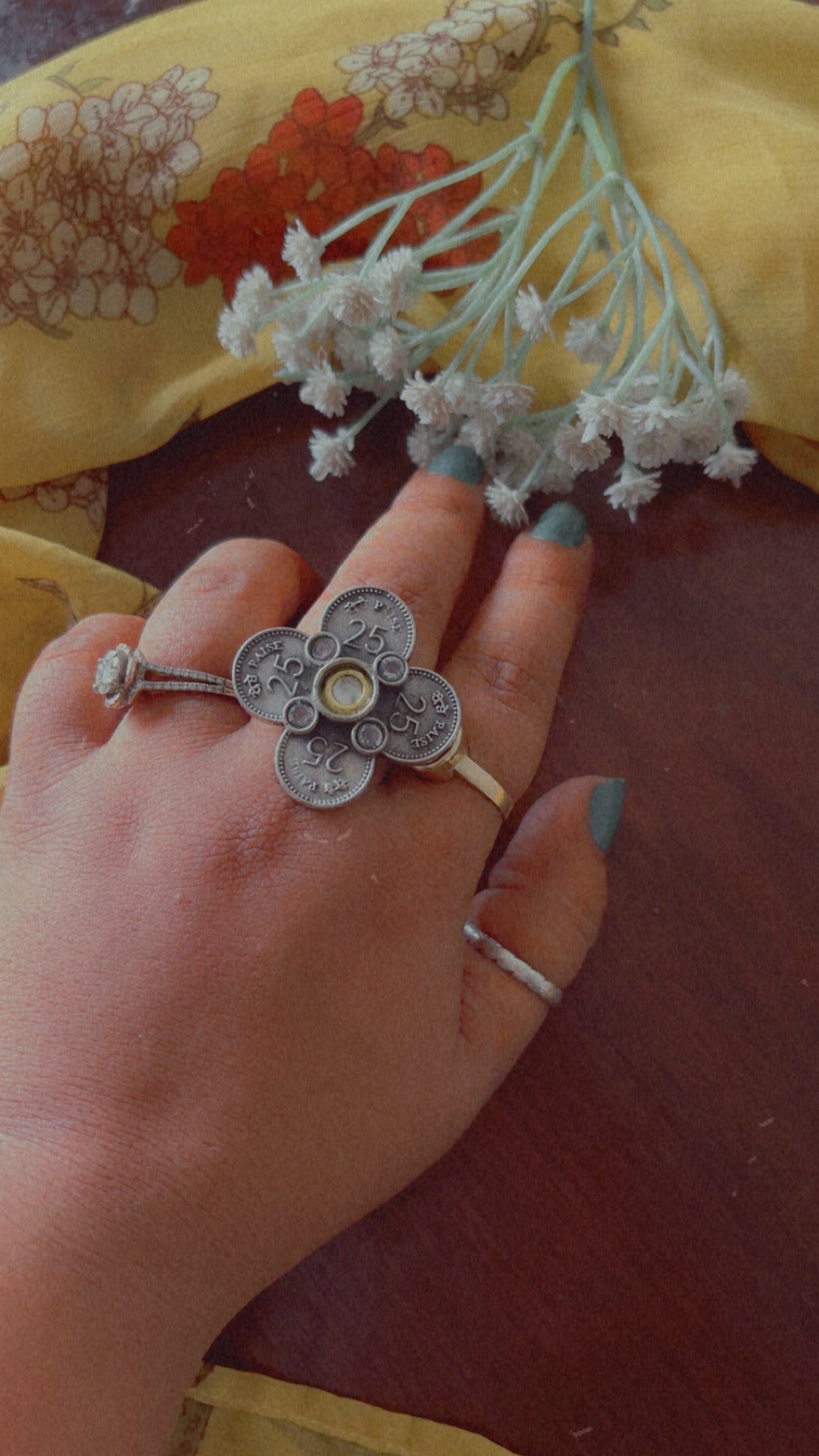 Kundan coin Ring Gehnacollections