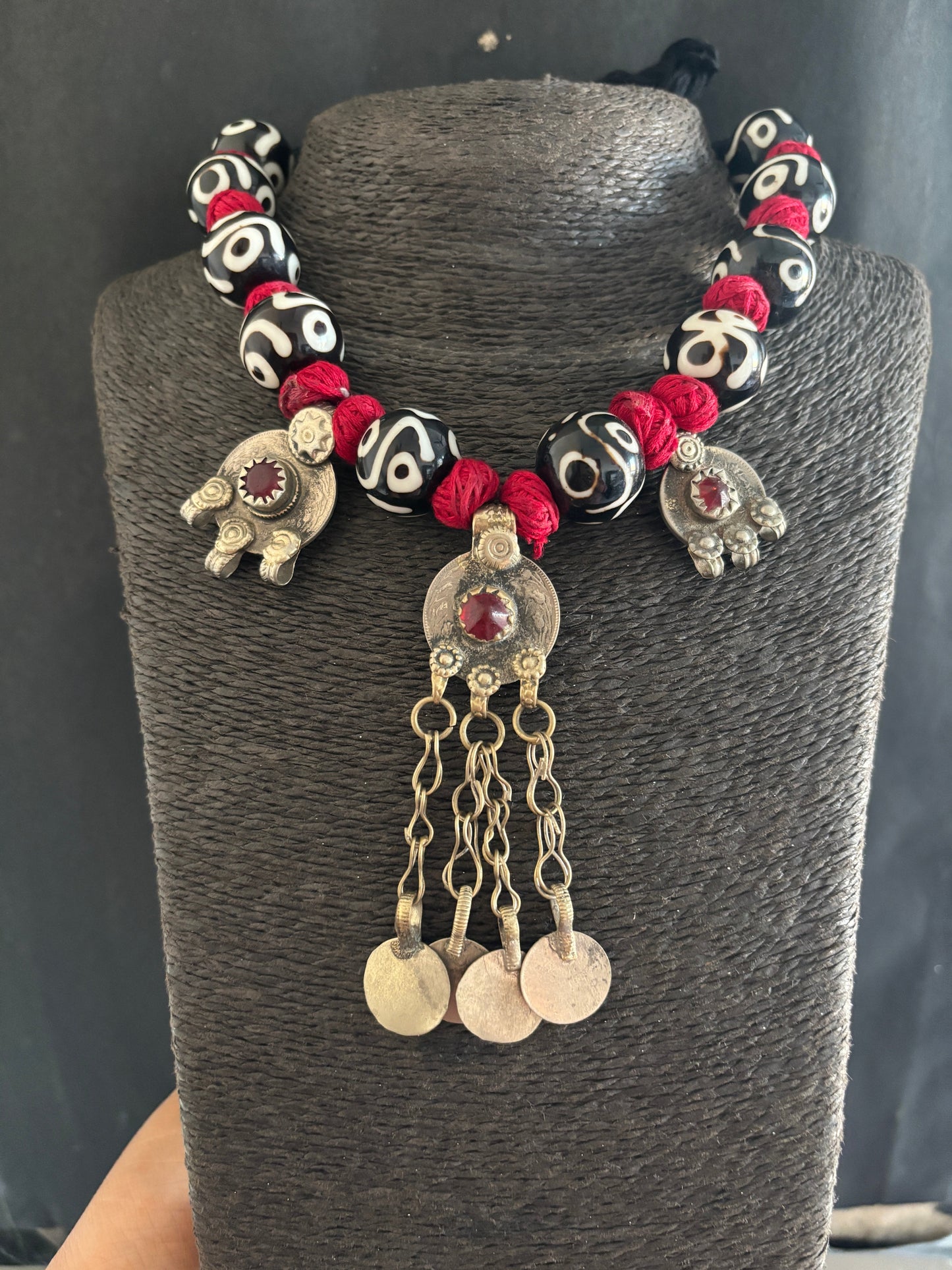 BEADS NECKLACE WITH AFGHANI COINS Gehnacollections