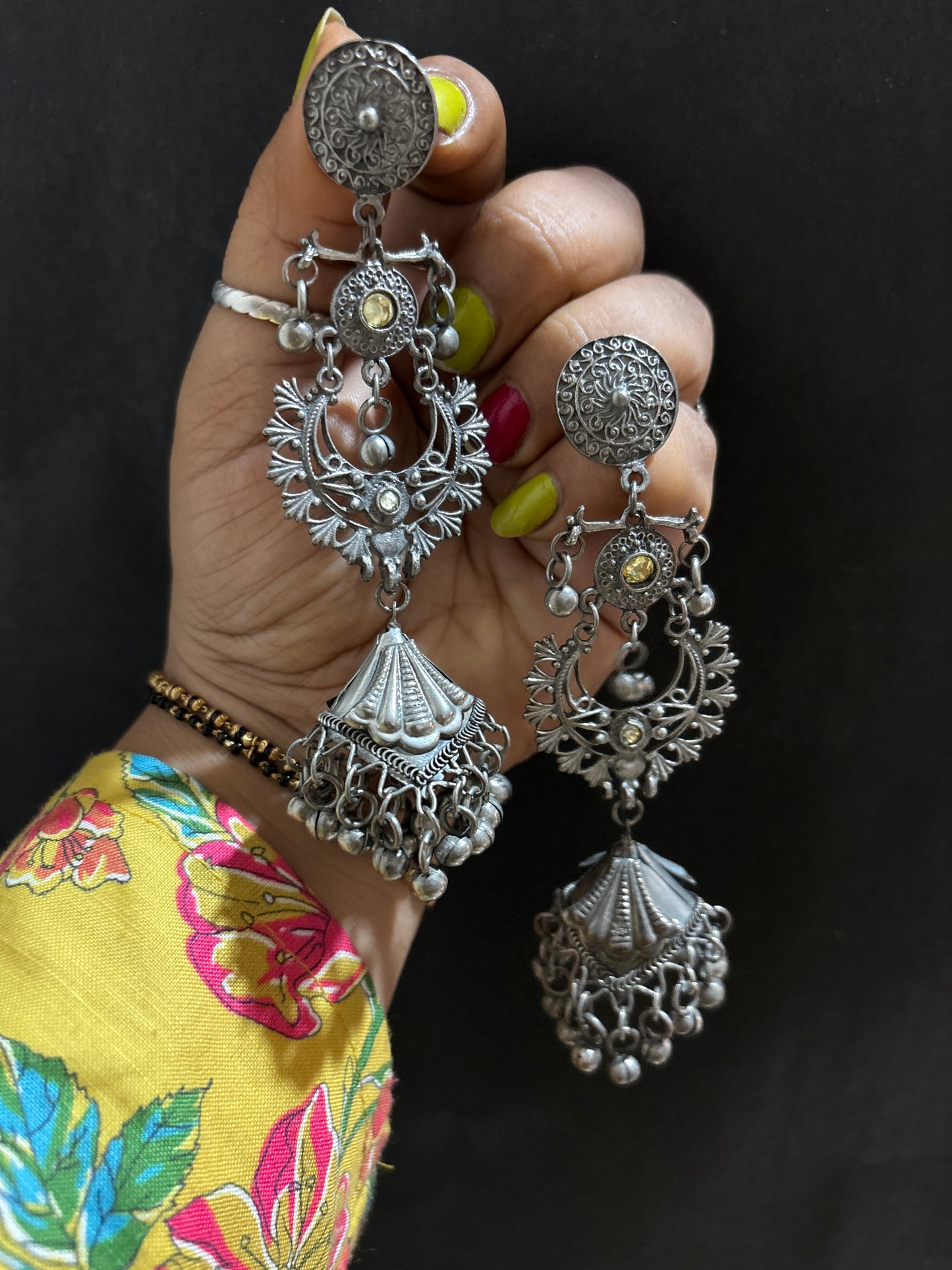 Black polish jhumka Gehnacollections