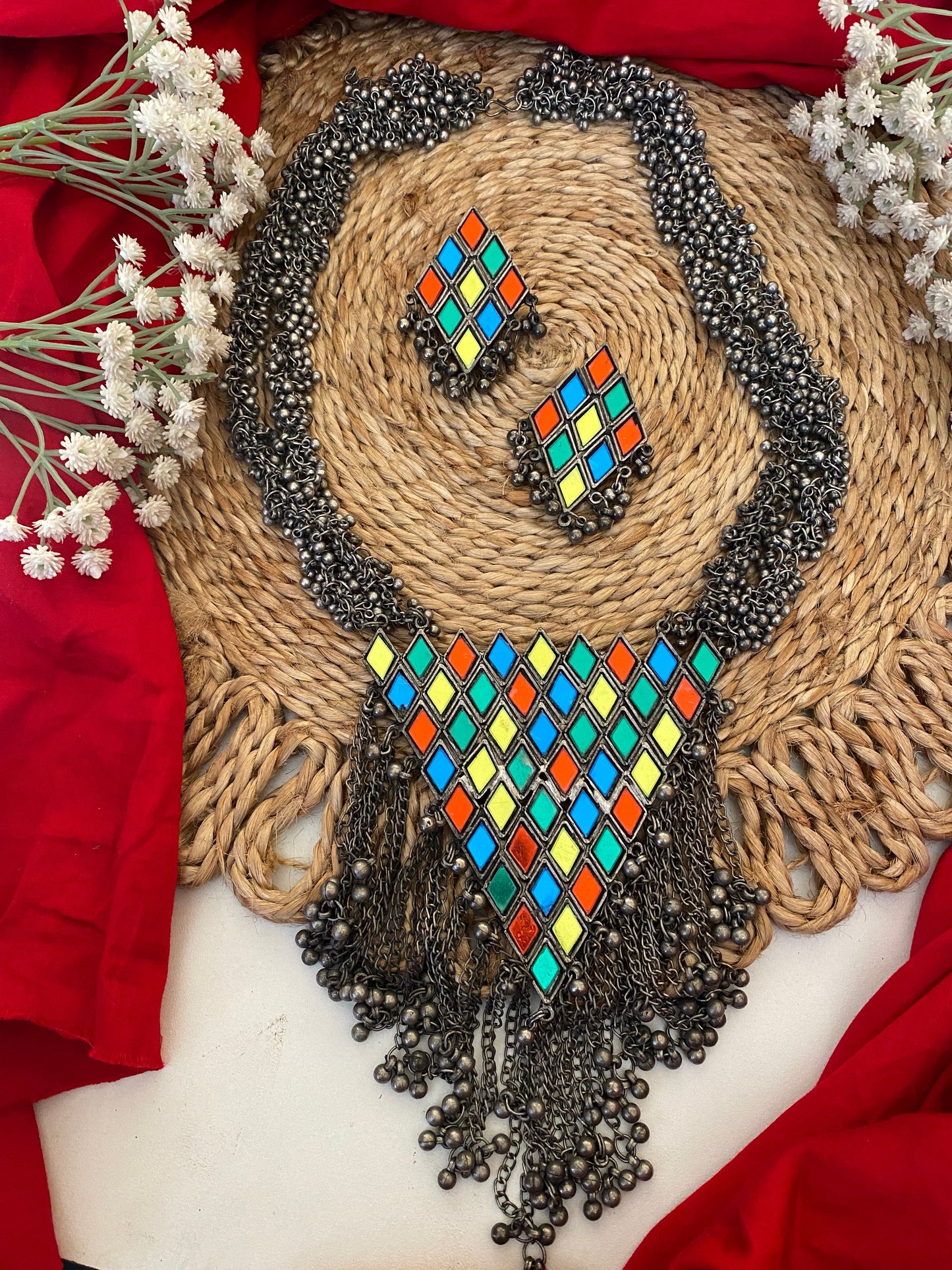 SEESH MULTICOLOUR LONG NECKLACE SET Gehnacollections