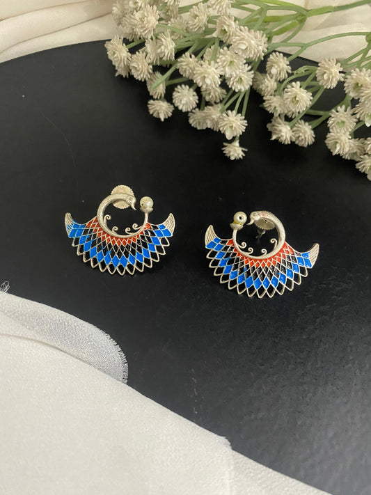 MEENAKARI MOR STUDS Gehnacollections