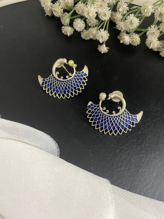 MEENAKARI MOR STUDS Gehnacollections
