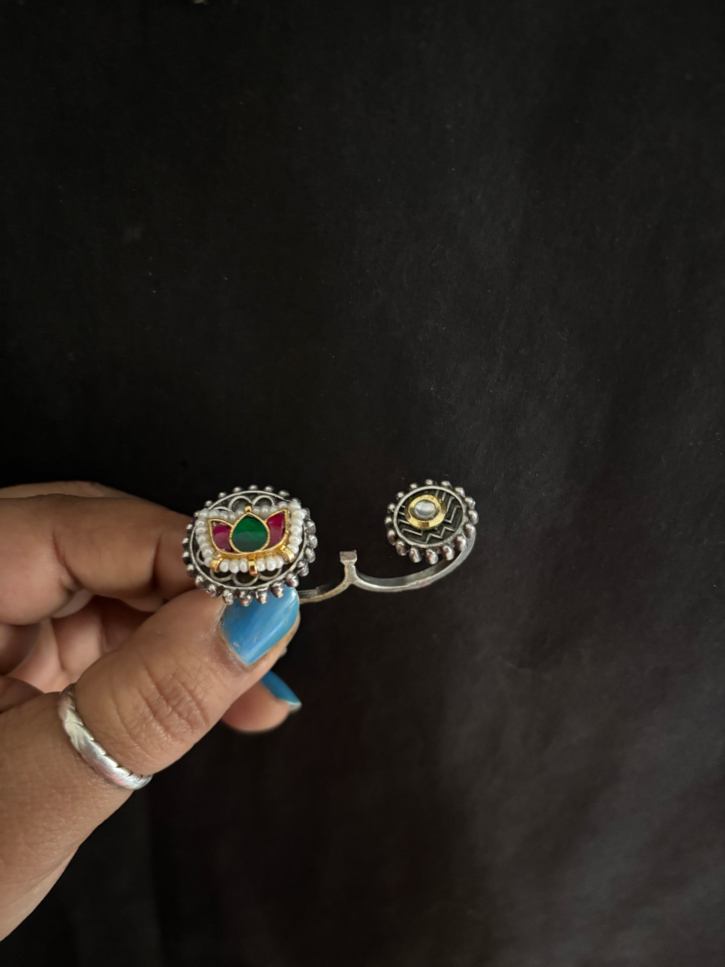 Raahi pachi kundan Ring Gehnacollections