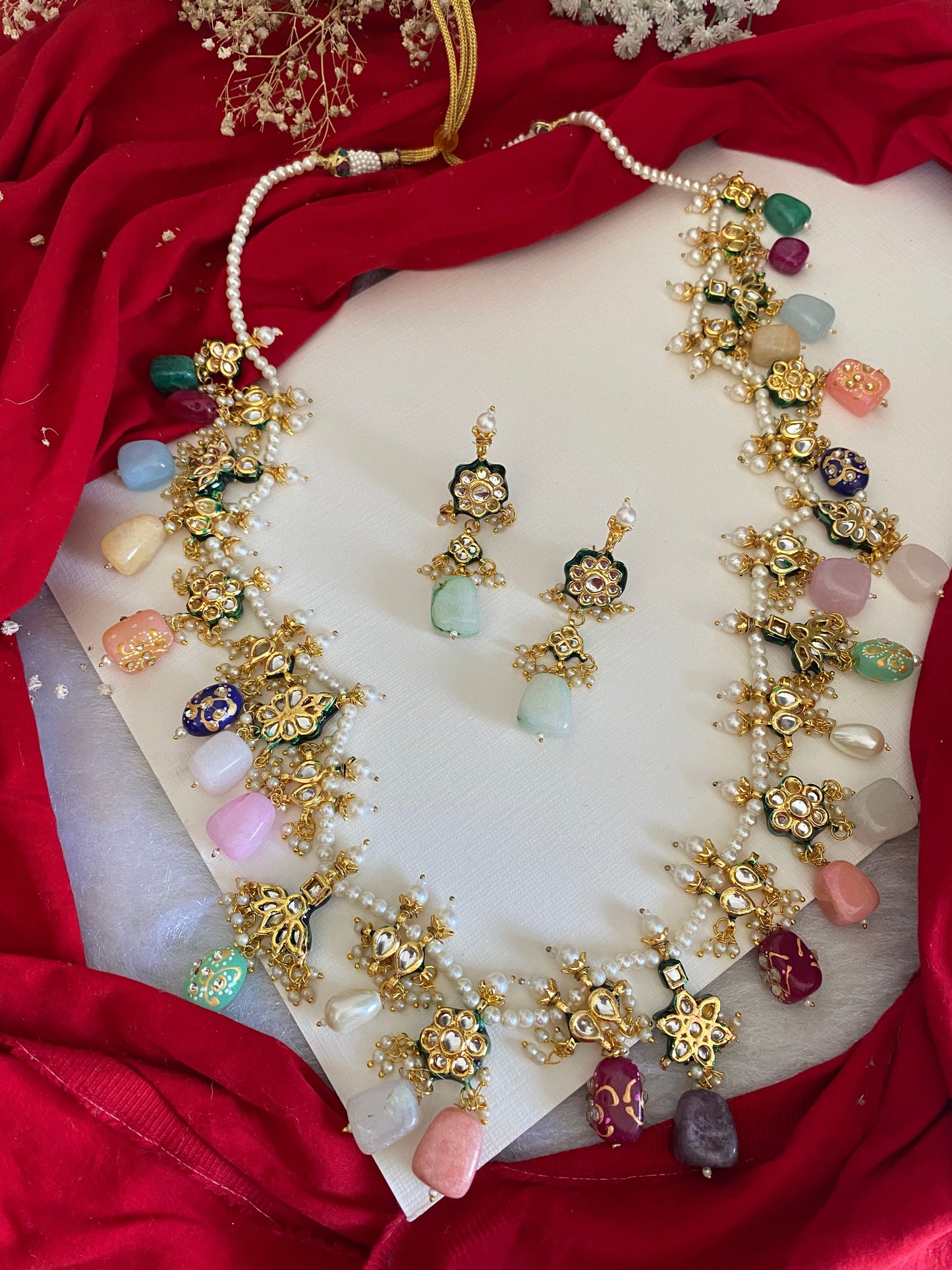 VIDHUSHI LONG MULTICOLOUR NECKLACE SET Gehnacollections