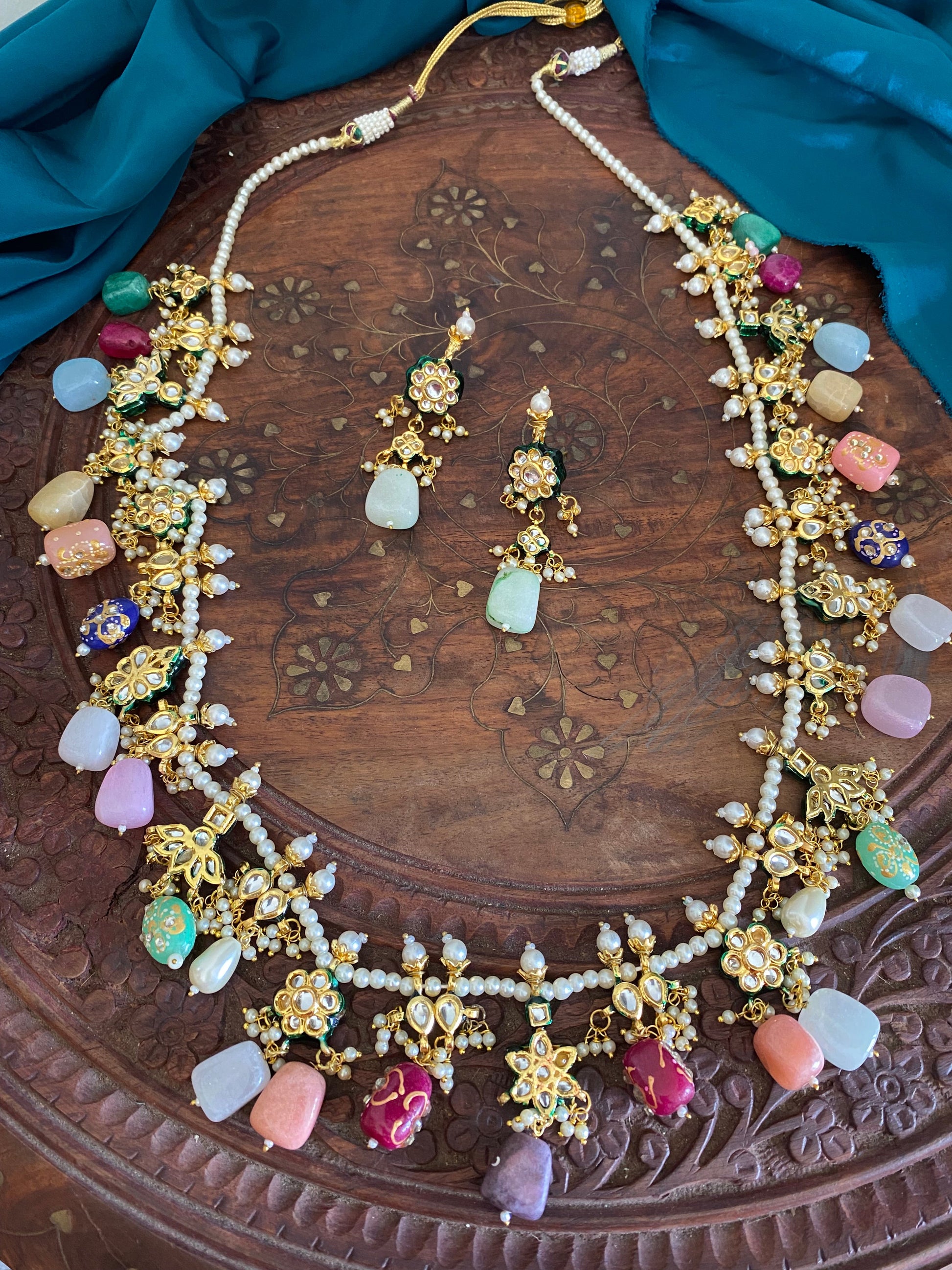 VIDHUSHI LONG MULTICOLOUR NECKLACE SET Gehnacollections