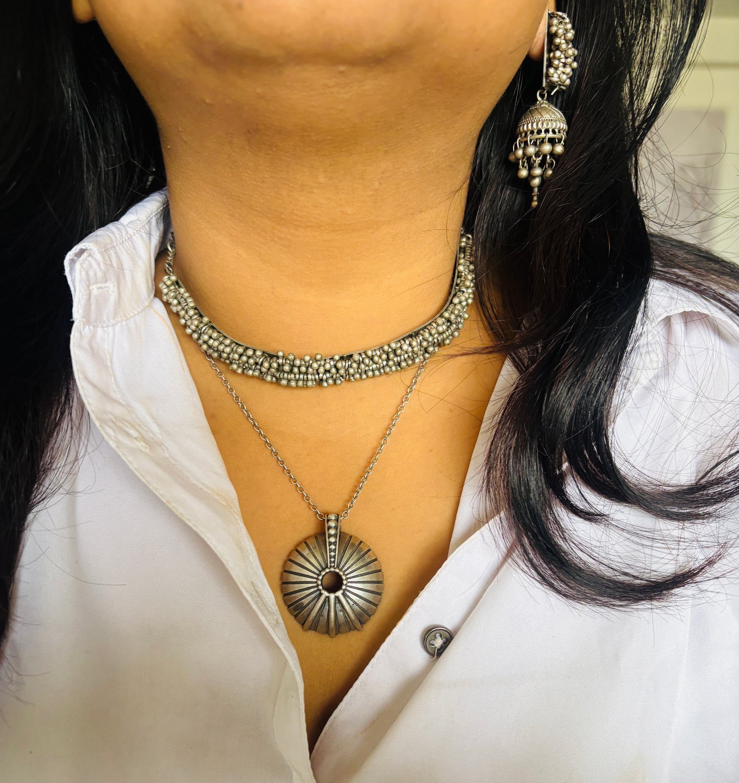 GHUNGHRO HASLI AND PENDENT SET Gehnacollections