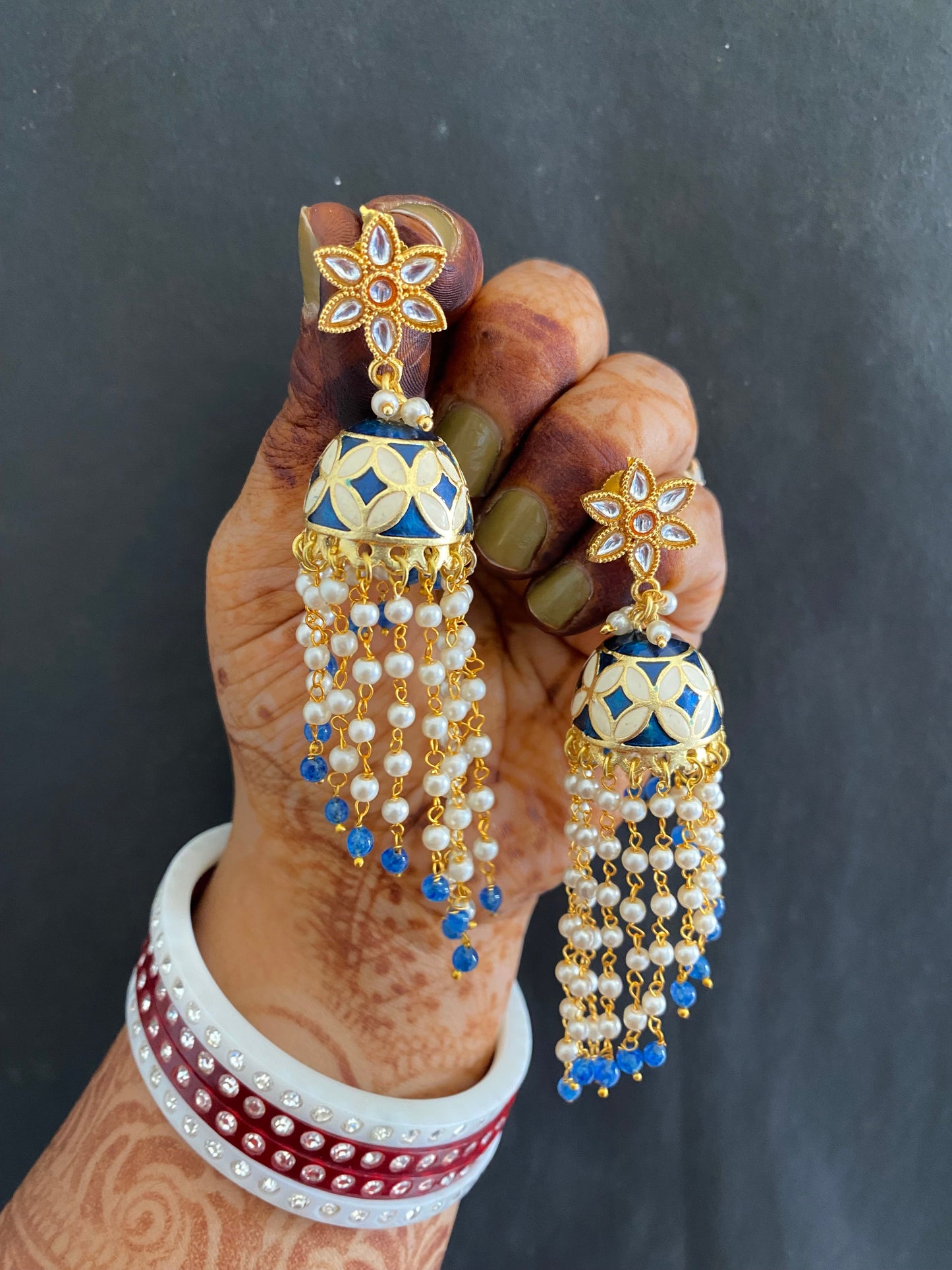 FLOWER MEENAKARI JHUMKA Gehnacollections