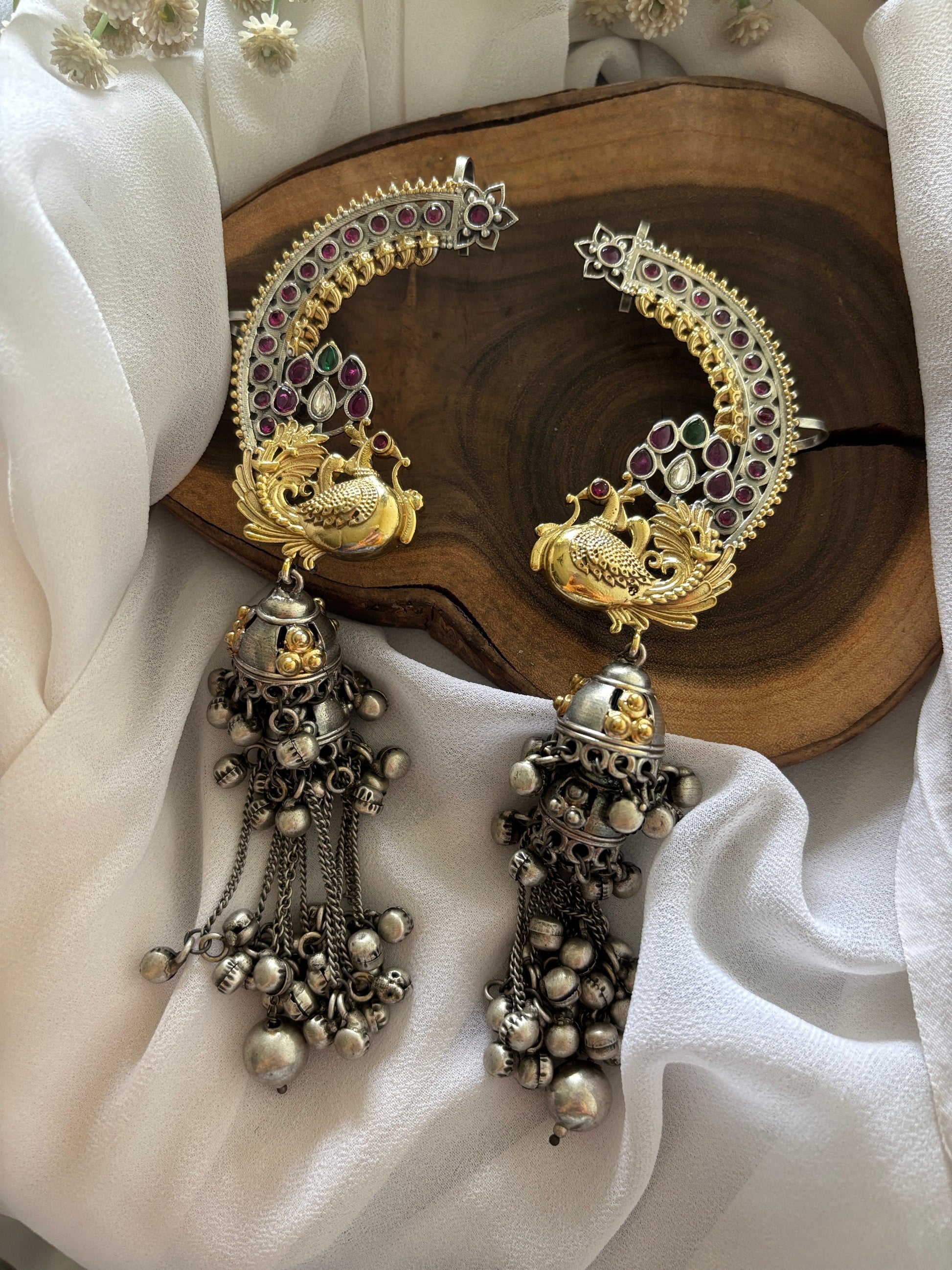 DUAL TONE MOR JHUMKA Gehnacollections