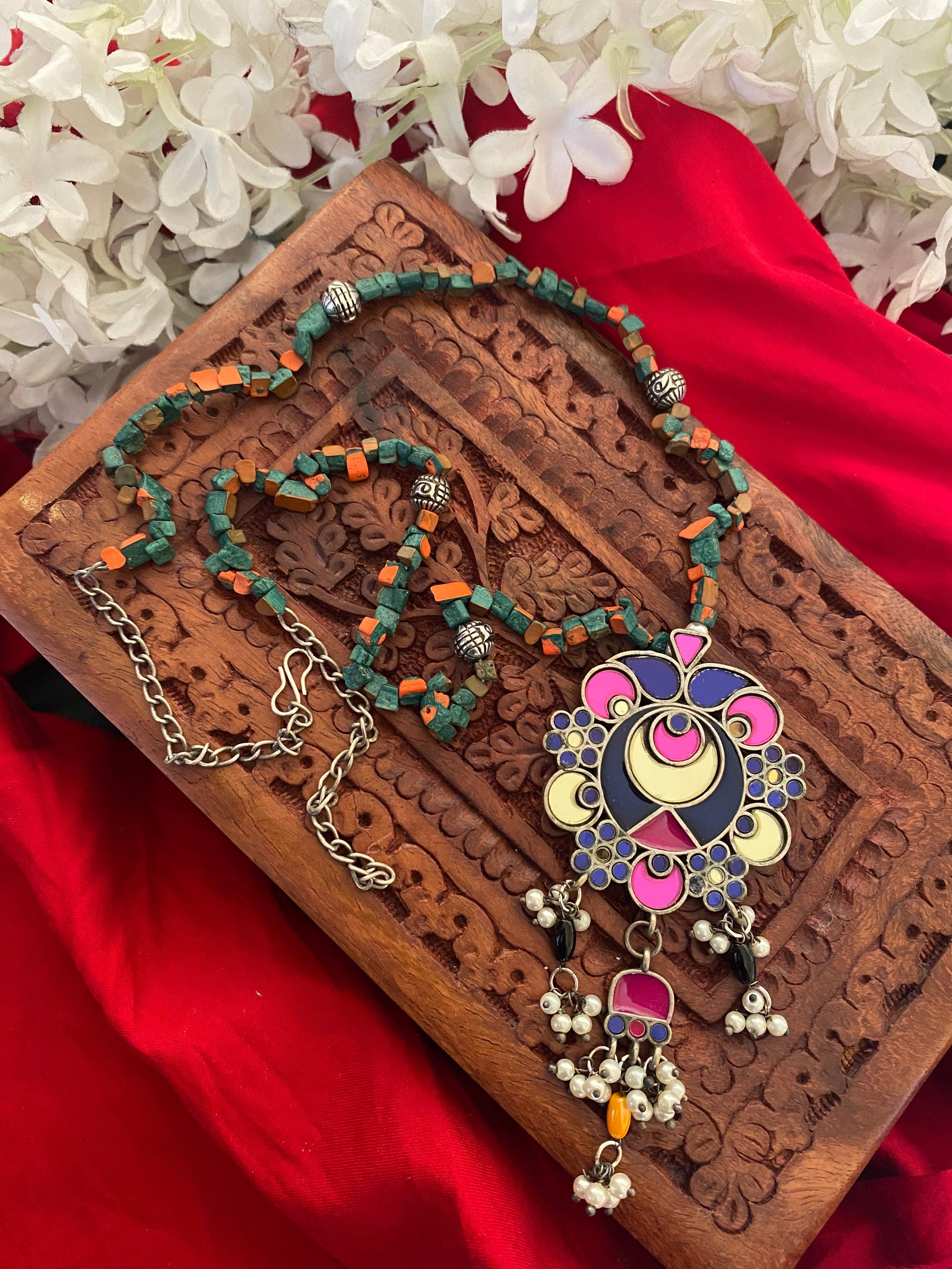 MIRROR PENDENT LONG CHAIN Gehnacollections