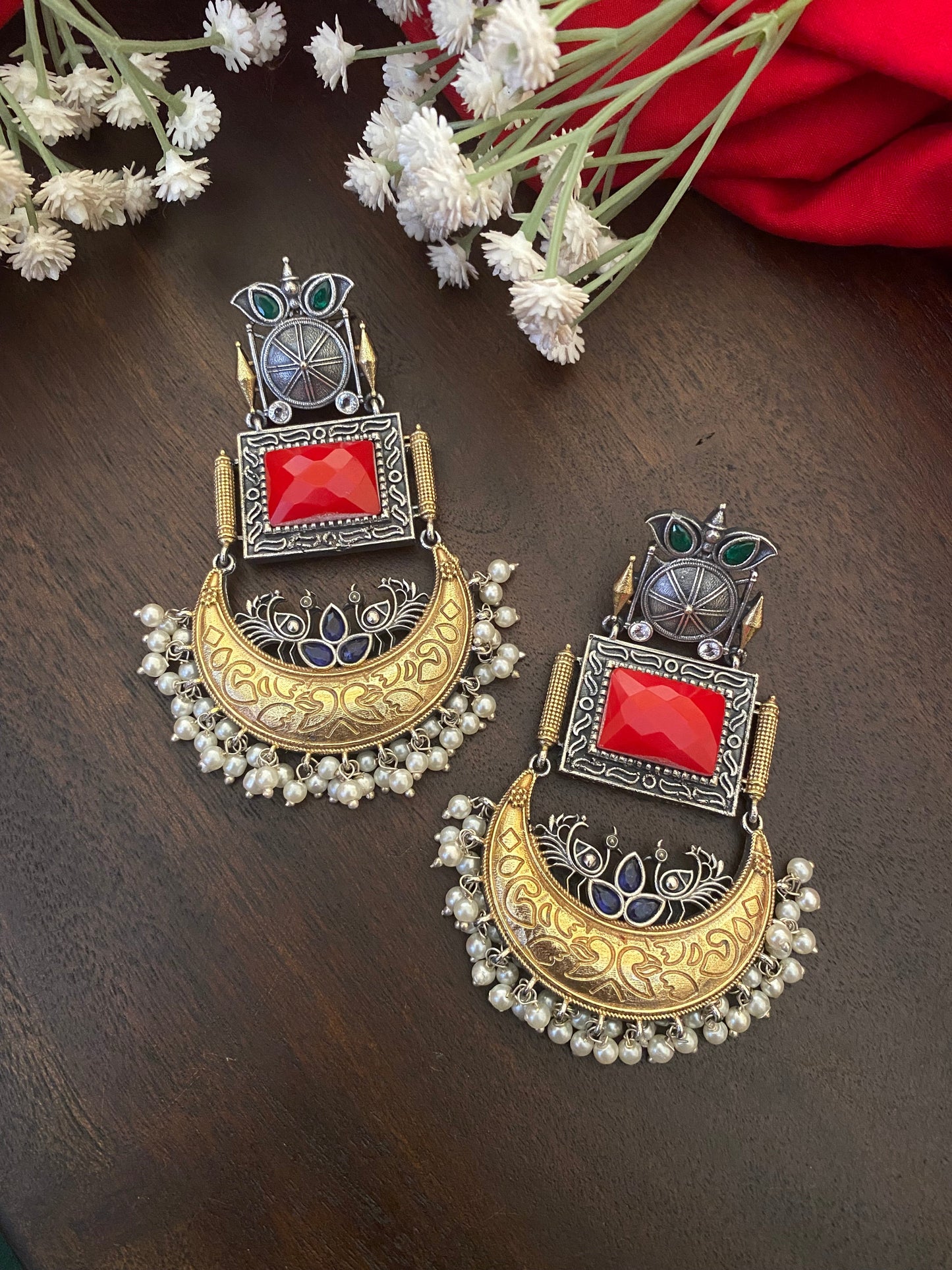 MOHINI DUAL TONE CHANDBALI Gehnacollections