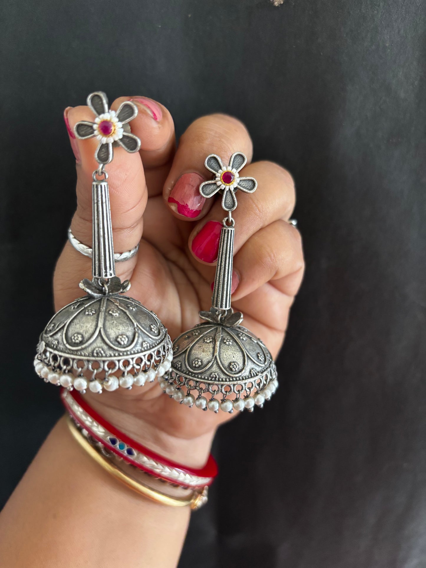 Pearl kundan jhumka Gehnacollections
