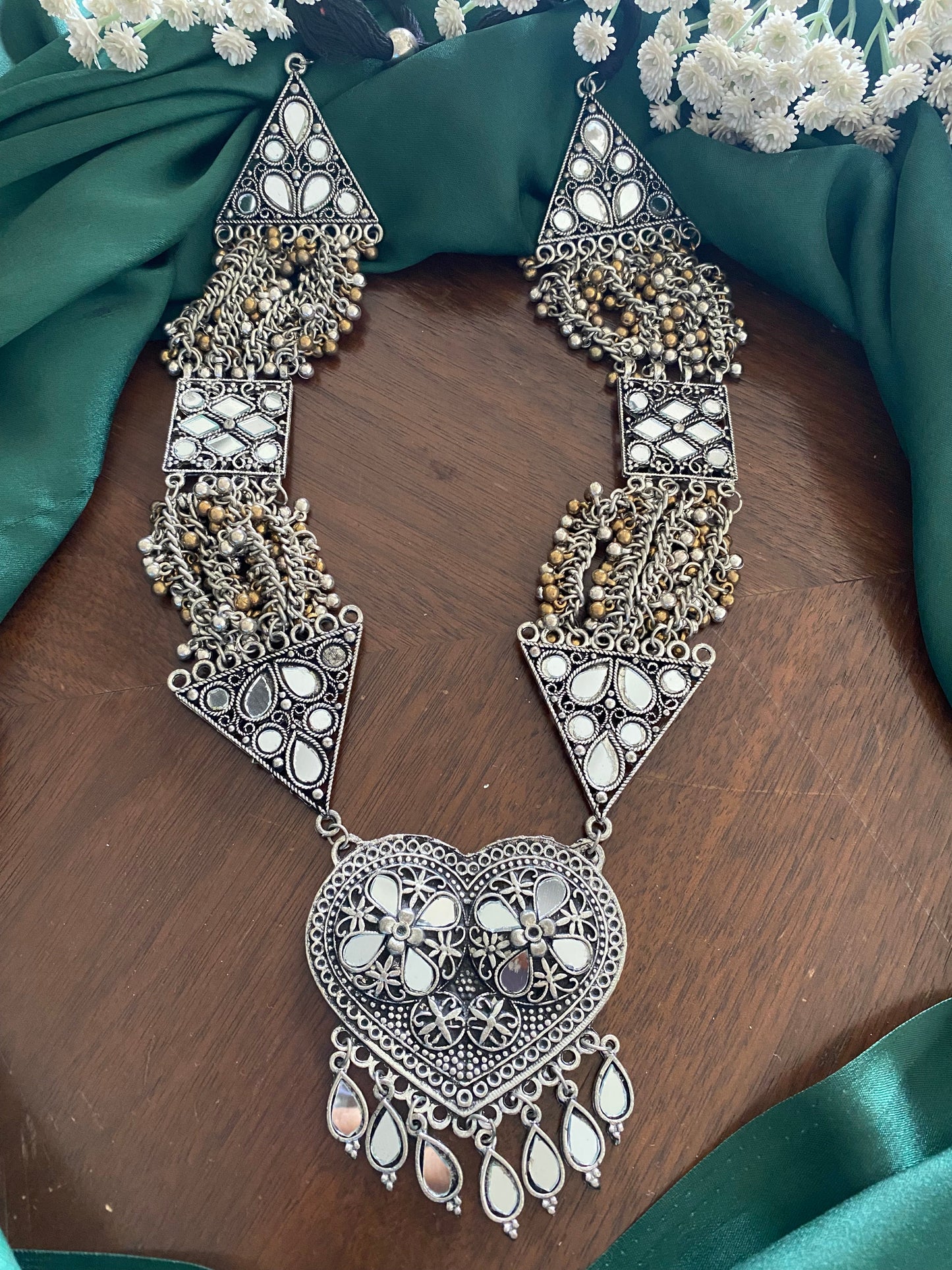 Mirror Heart Shape Necklace Set Gehnacollections