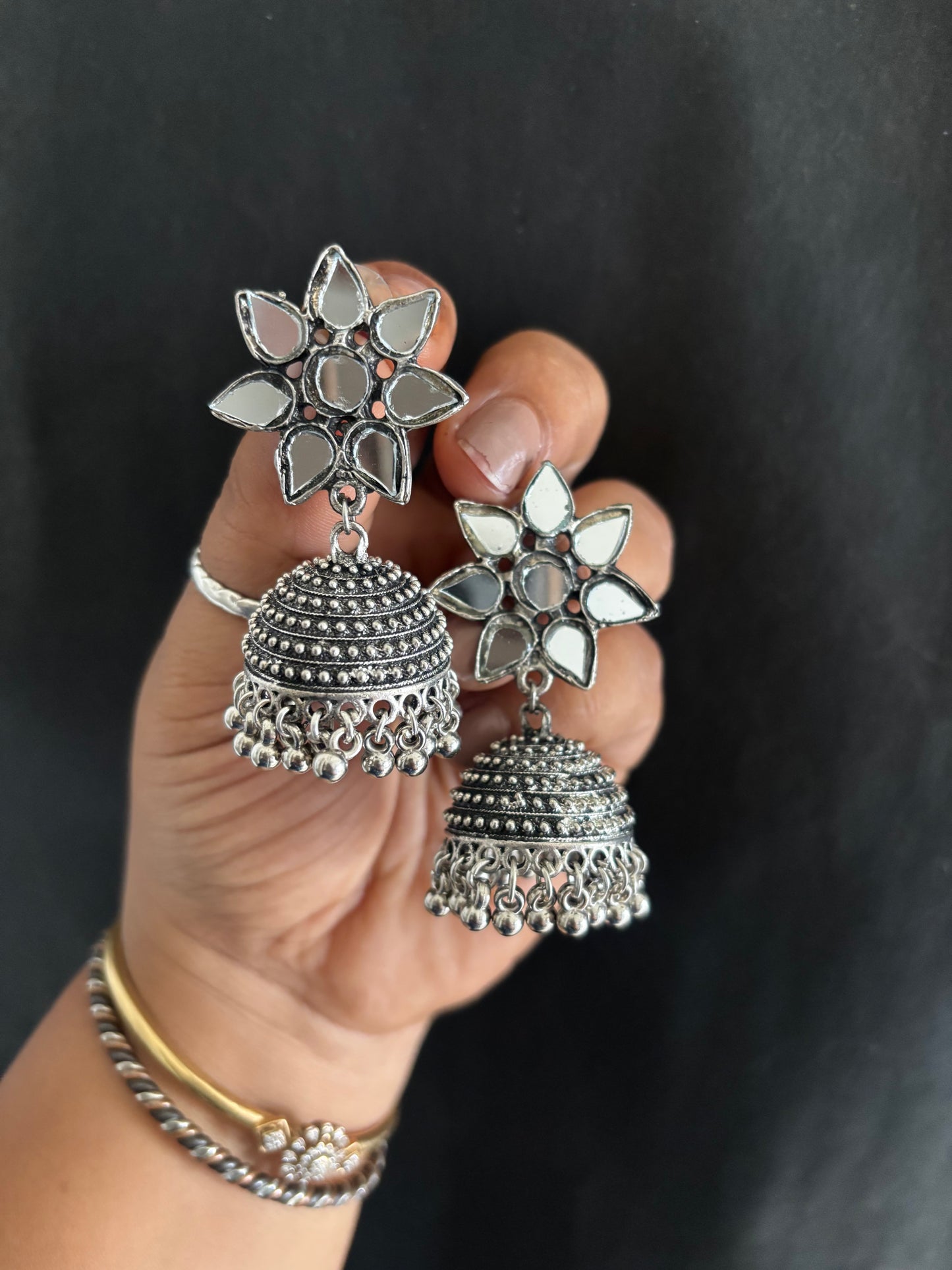 STAR MIRROR JHUMKA Gehnacollections