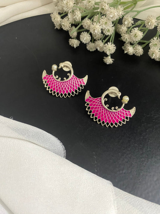 MEENAKARI MOR STUDS Gehnacollections