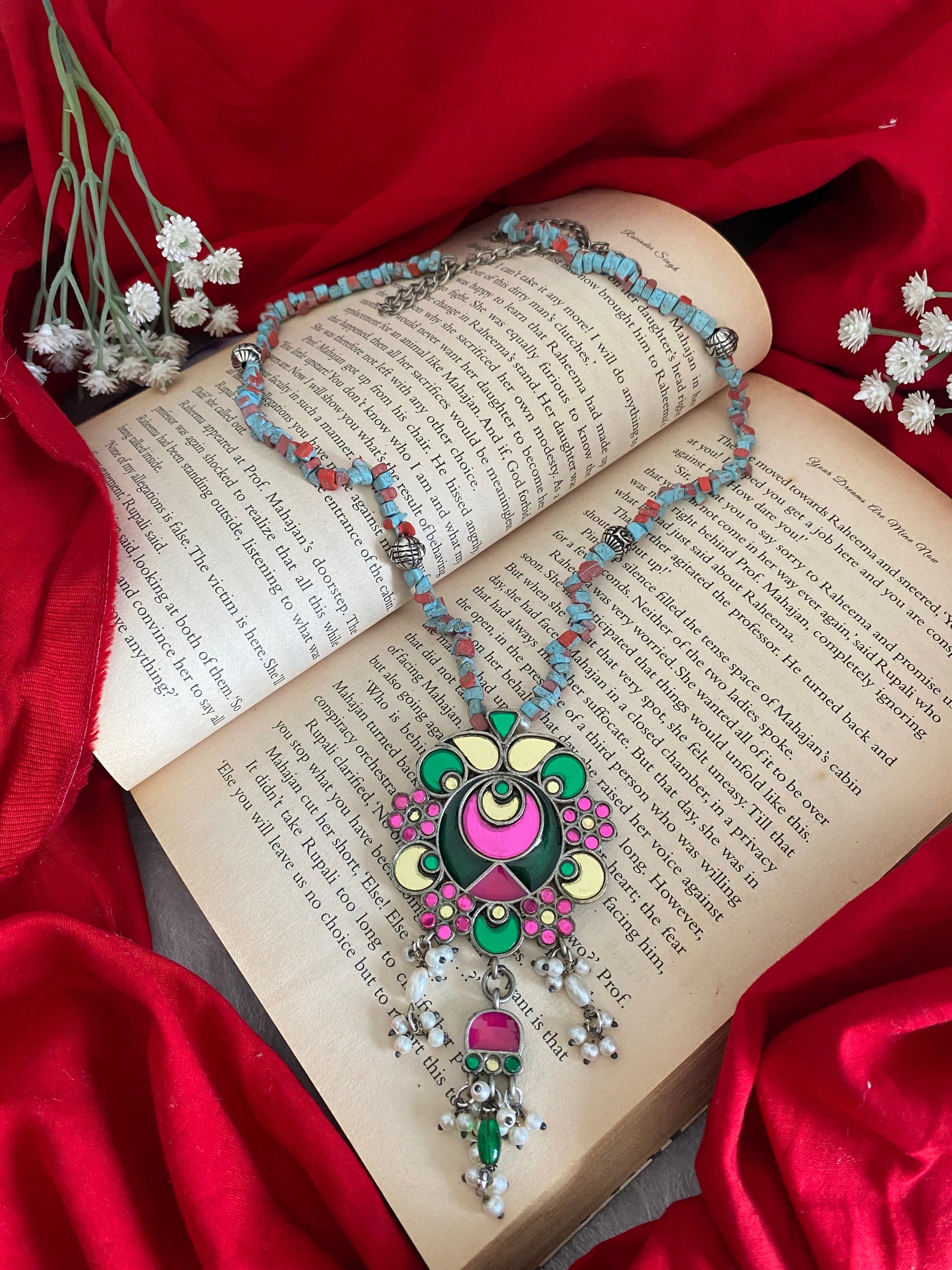 MIRROR PENDENT LONG NECKLACE Gehnacollections