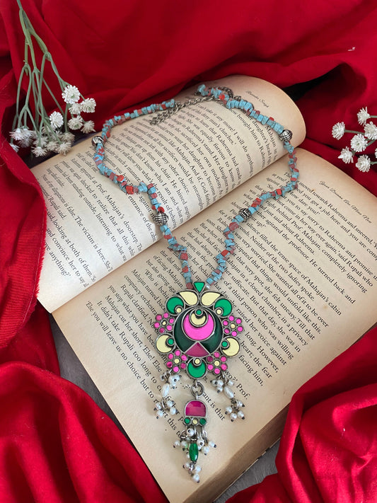 MIRROR PENDENT LONG NECKLACE Gehnacollections