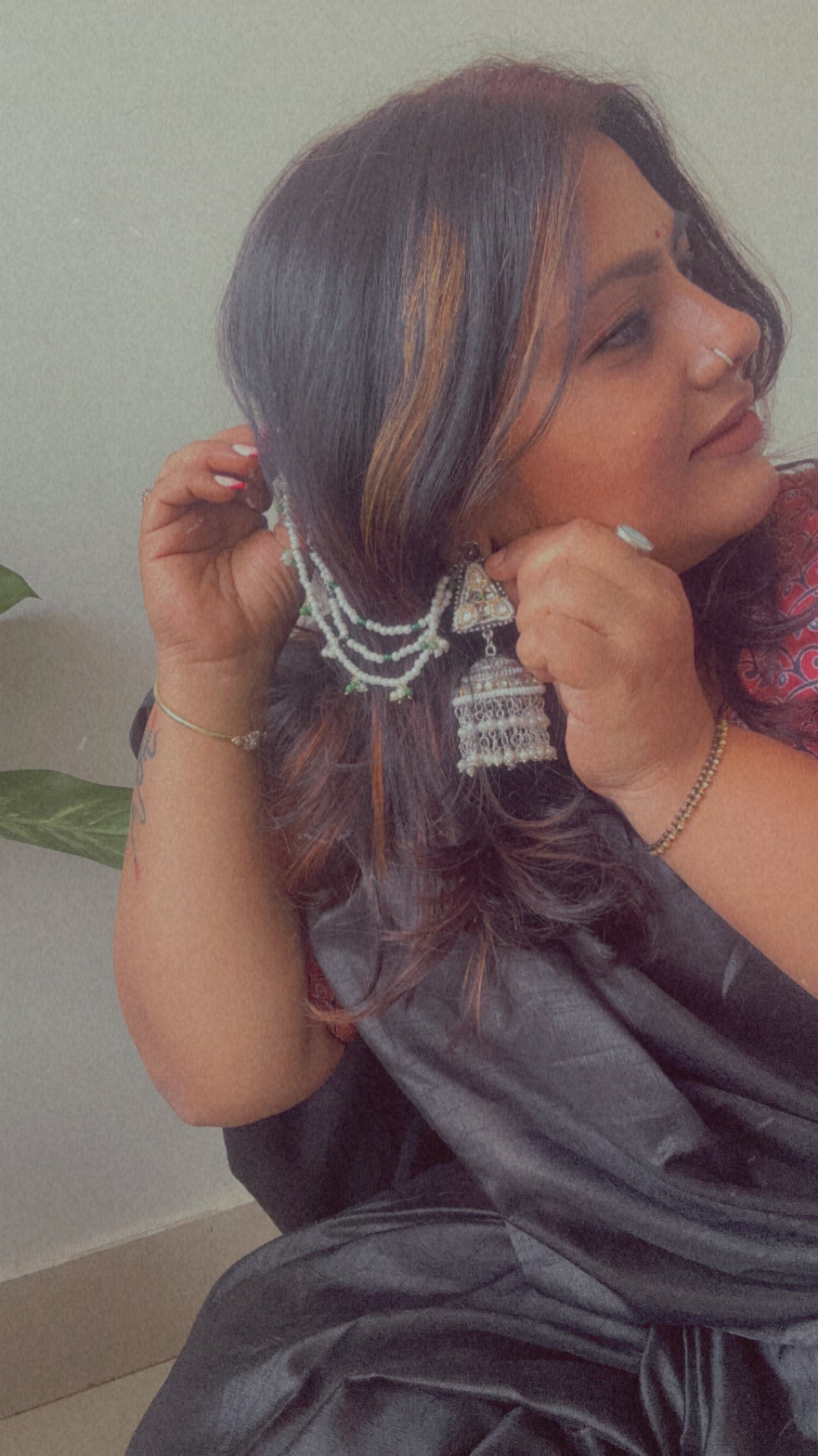 SHEILA JHUMKA WITH KAAN CHAIN Gehnacollections