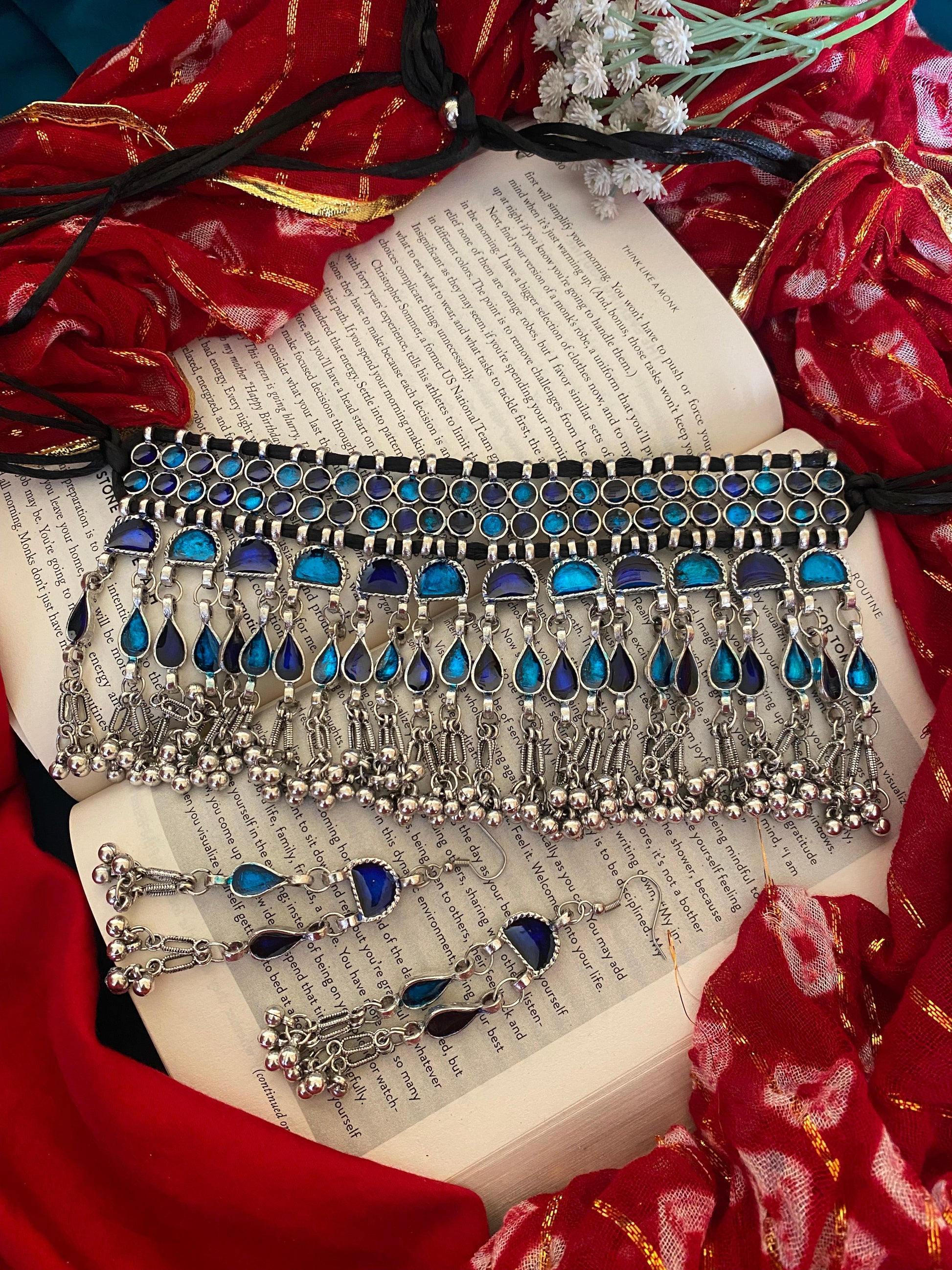 ISHA BLUE CHOKER SET Gehnacollections