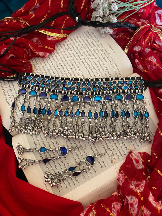 ISHA BLUE CHOKER SET Gehnacollections