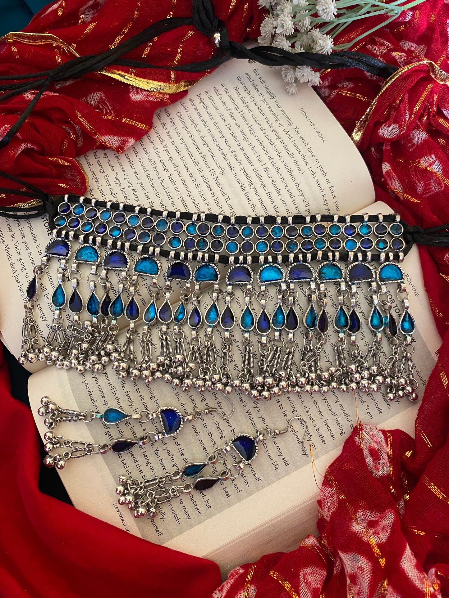 ISHA BLUE CHOKER SET Gehnacollections