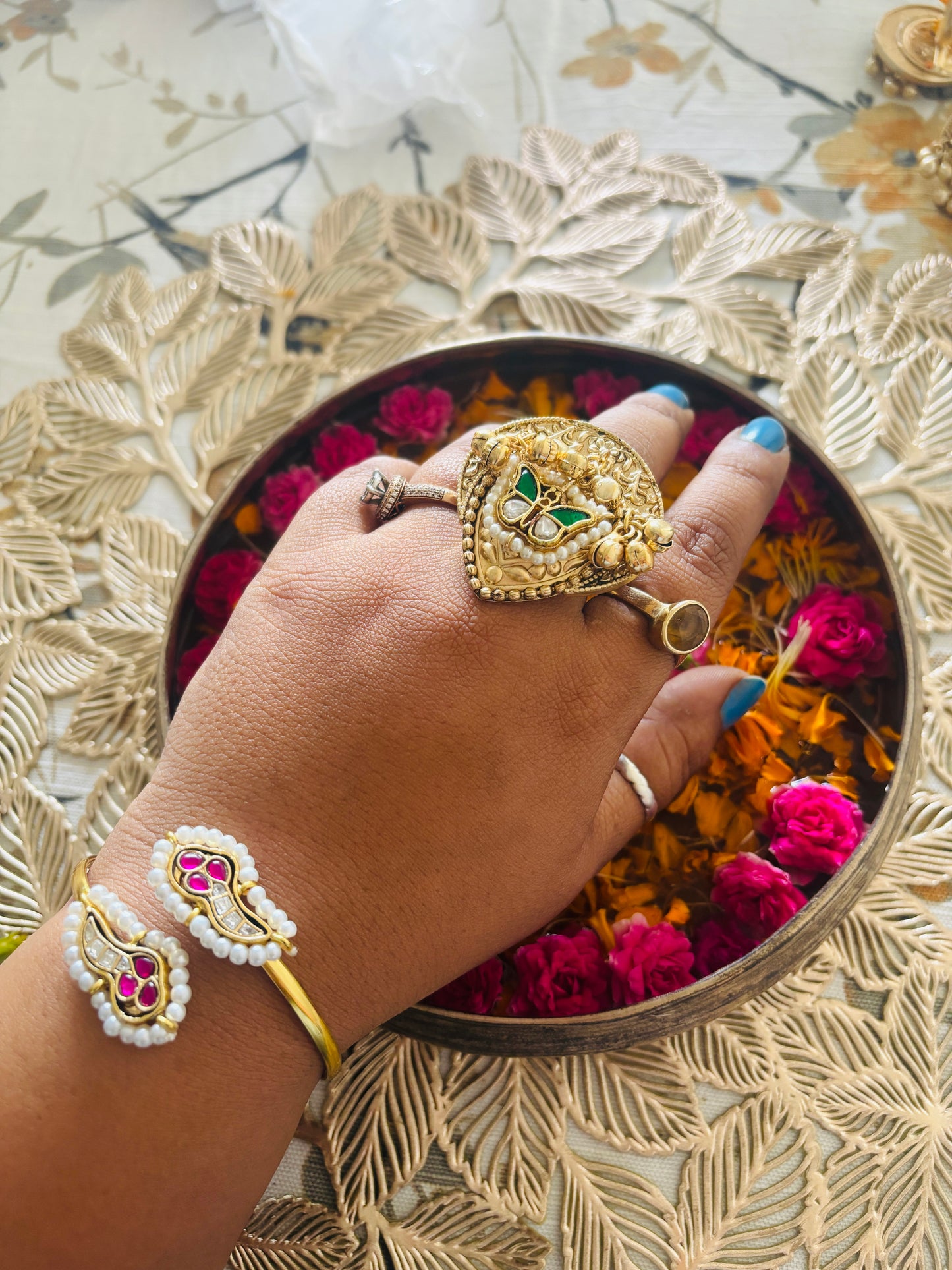 Titli pachi kundan Ring Gehnacollections