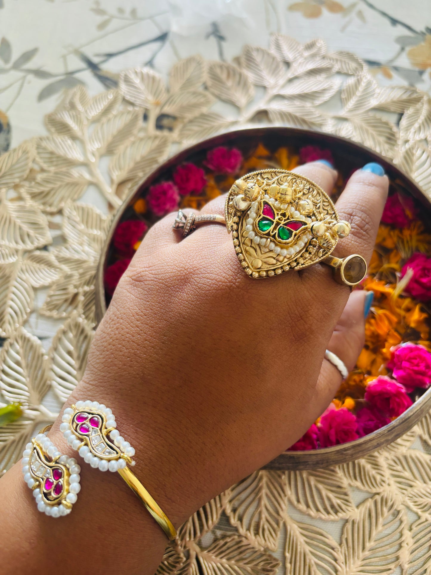 Titli pachi kundan Ring Gehna Collections