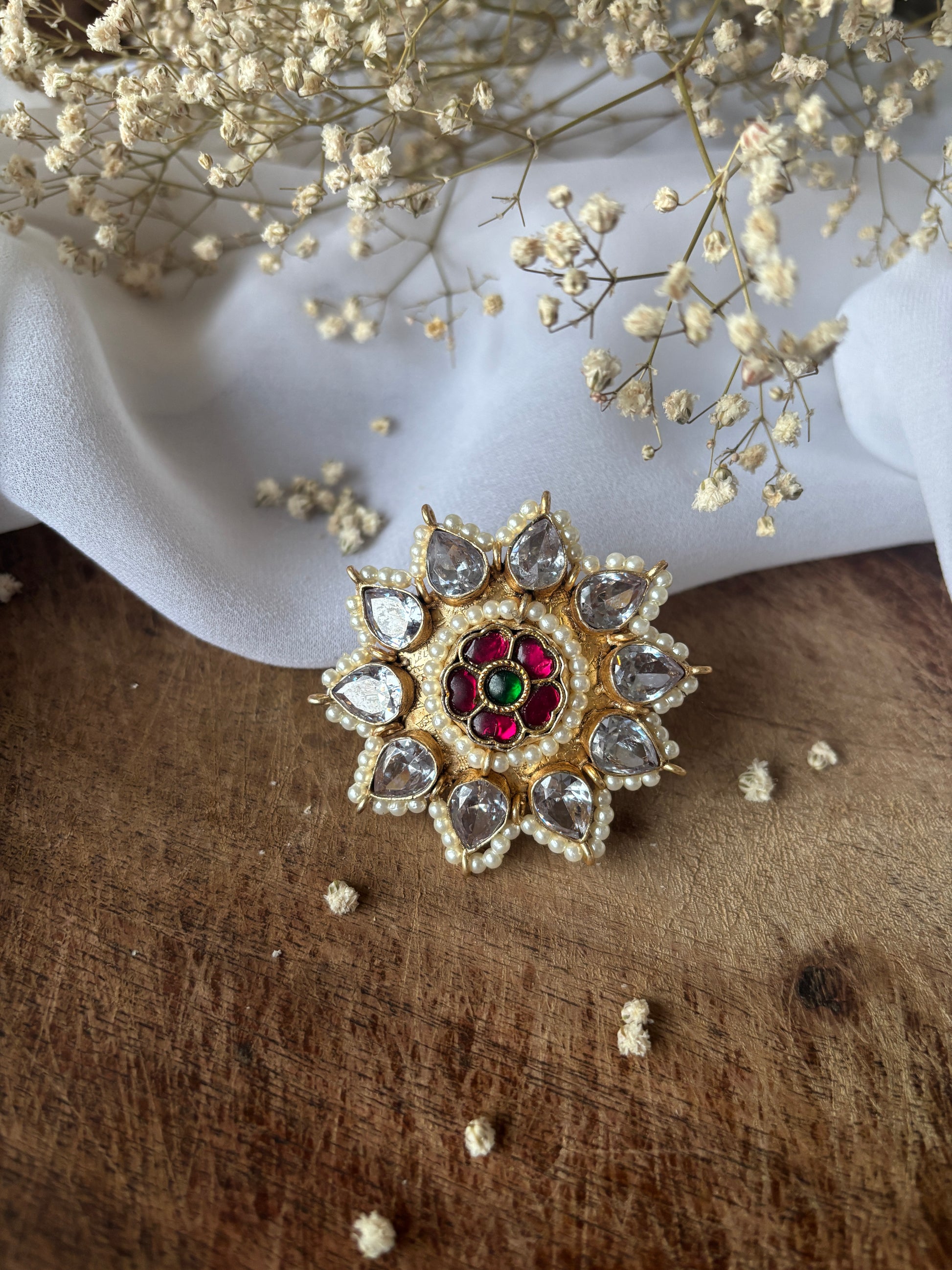 Hansika Pachi kundan Ring Gehnacollections