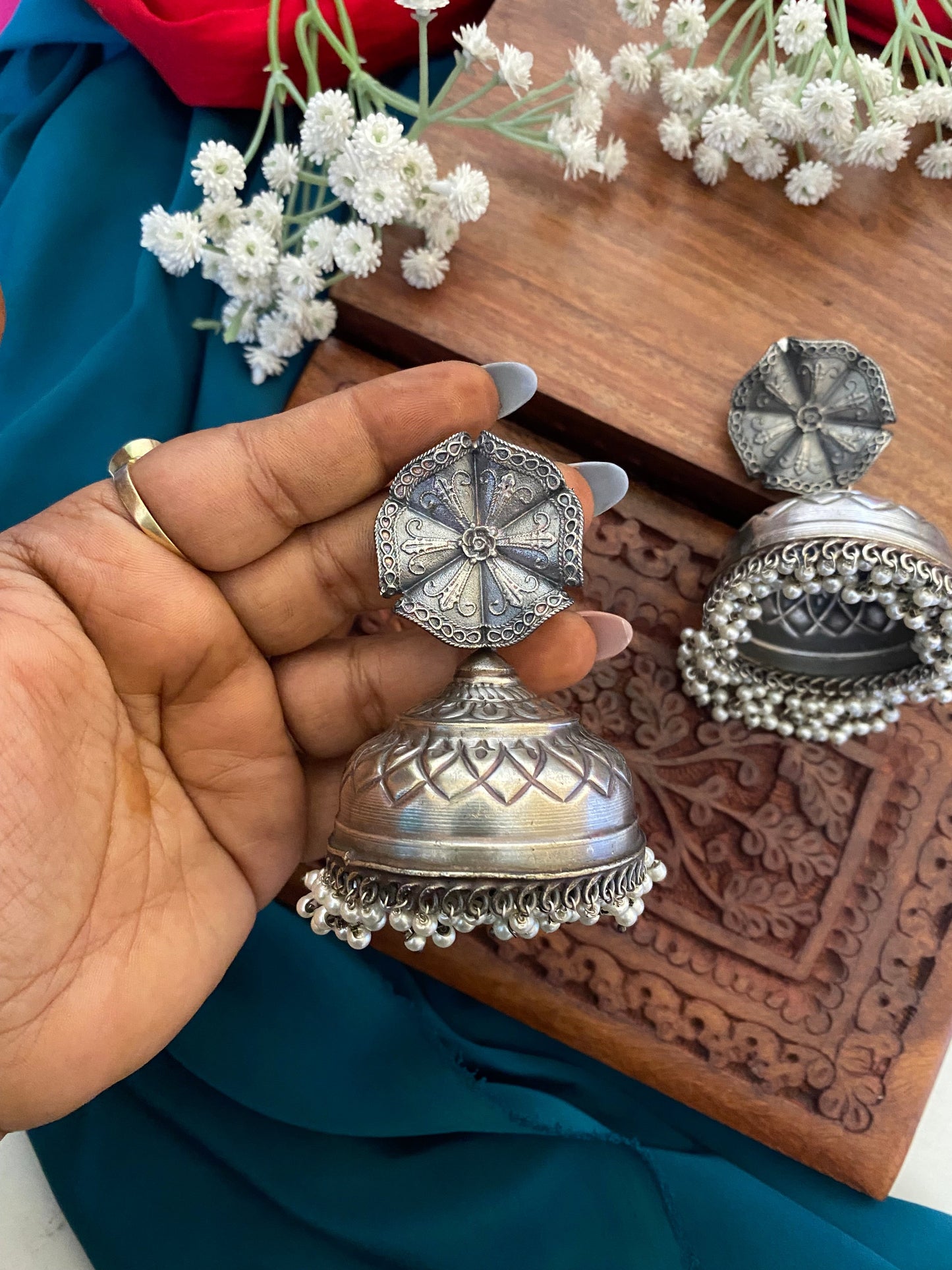 FLOWER JUMBO JHUMKA Gehnacollections