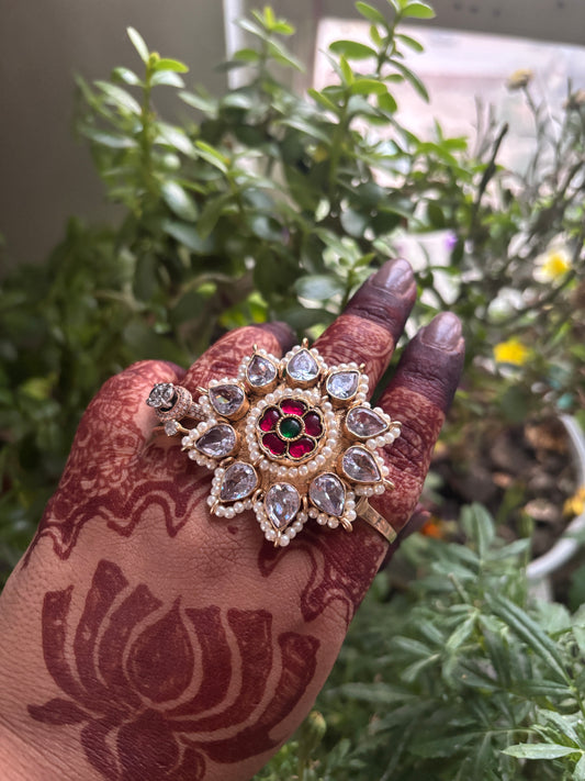 Hansika Pachi kundan Ring Gehnacollections