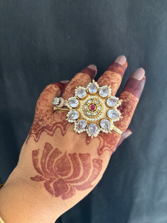 Hansika Pachi Kundan Ring Gehnacollections