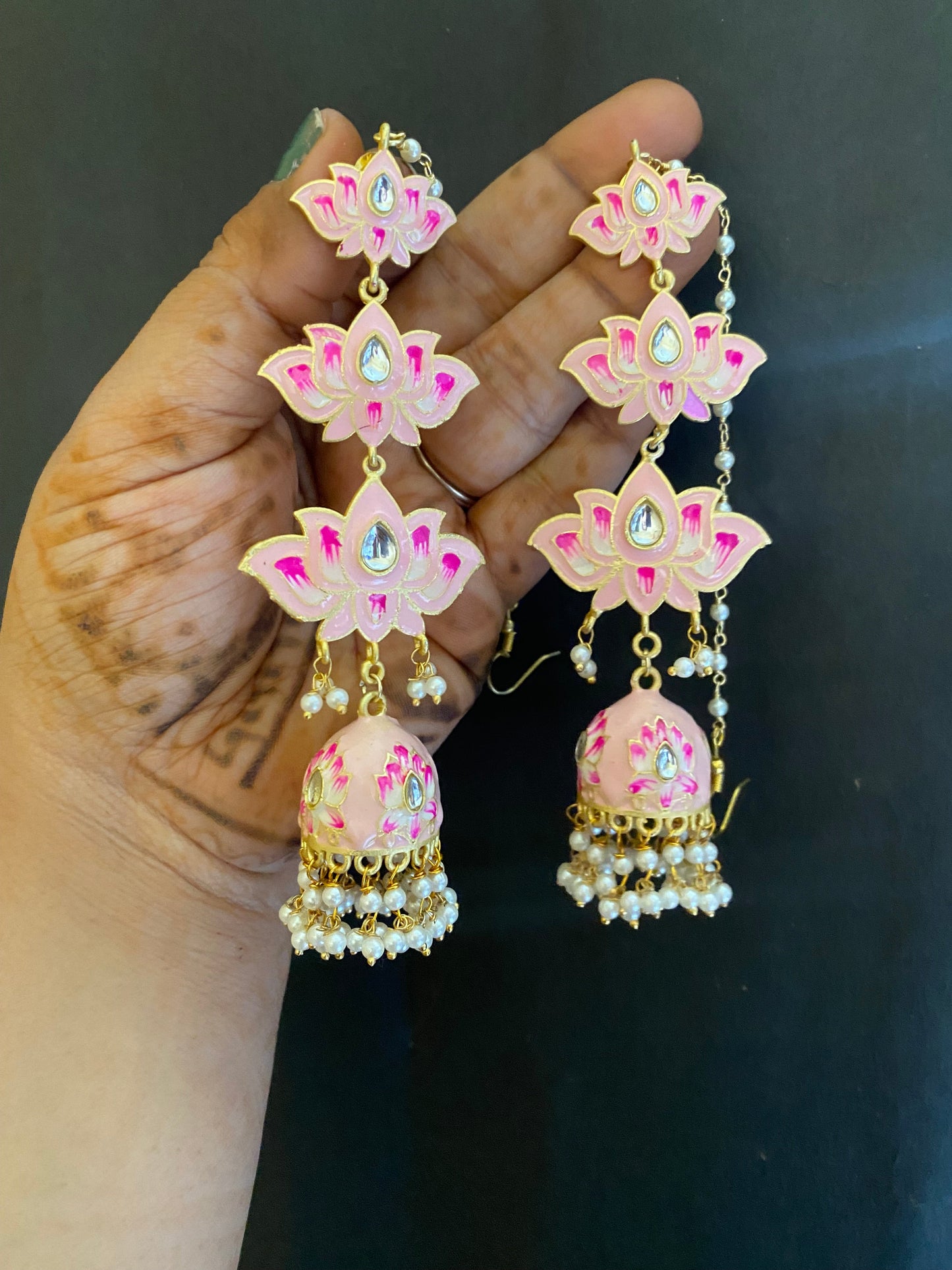 LOTUS MEENAKARI JHUMKA Gehnacollections