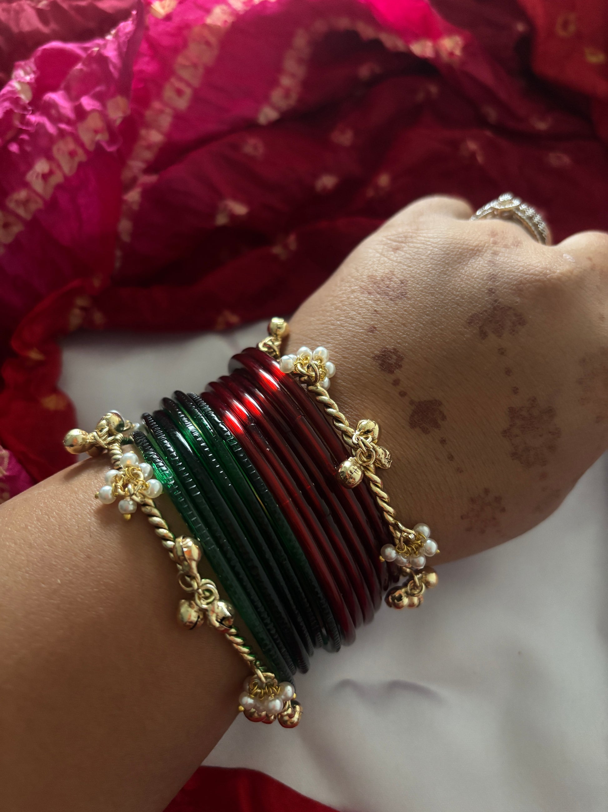 Ghunghroo and pearl bangles Gehnacollections