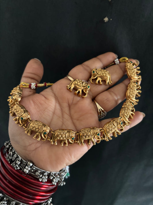 Elephant brass Choker Set Gehnacollections