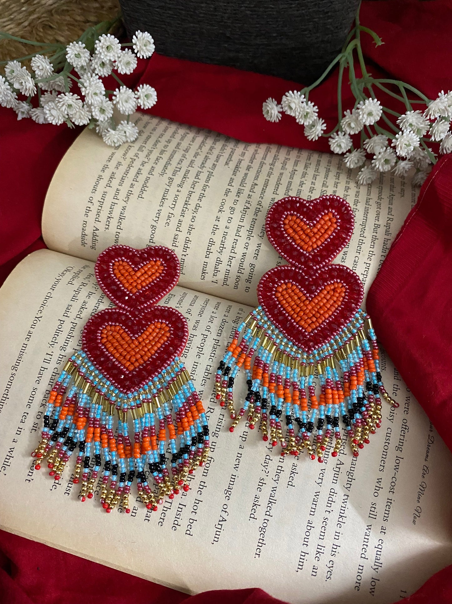 HEART BEADED EARRINGS Gehnacollections