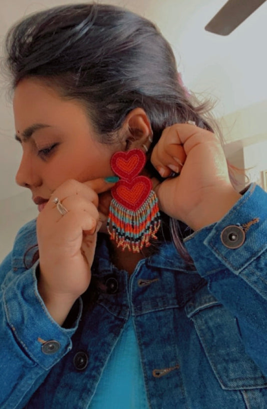 HEART BEADED EARRINGS Gehnacollections