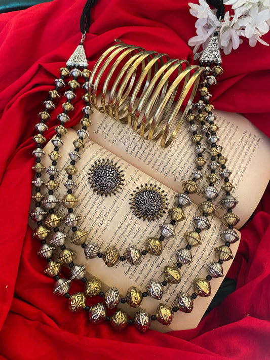 ALIZA DUAL TONE NECKLACE COMBO SET Gehnacollections