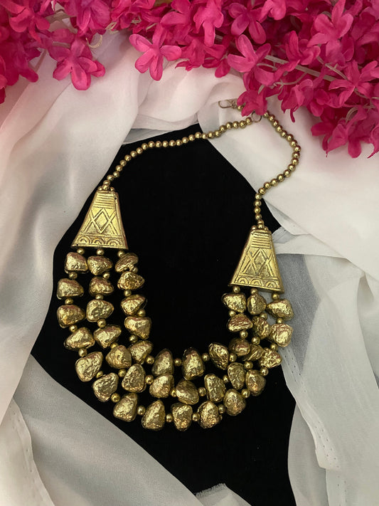 AMREEN GOLDEN 3 LAYER NECKLACE Gehnacollections