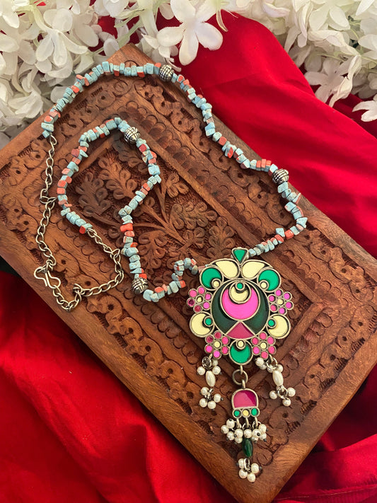 MIRROR PENDENT LONG CHAIN Gehnacollections