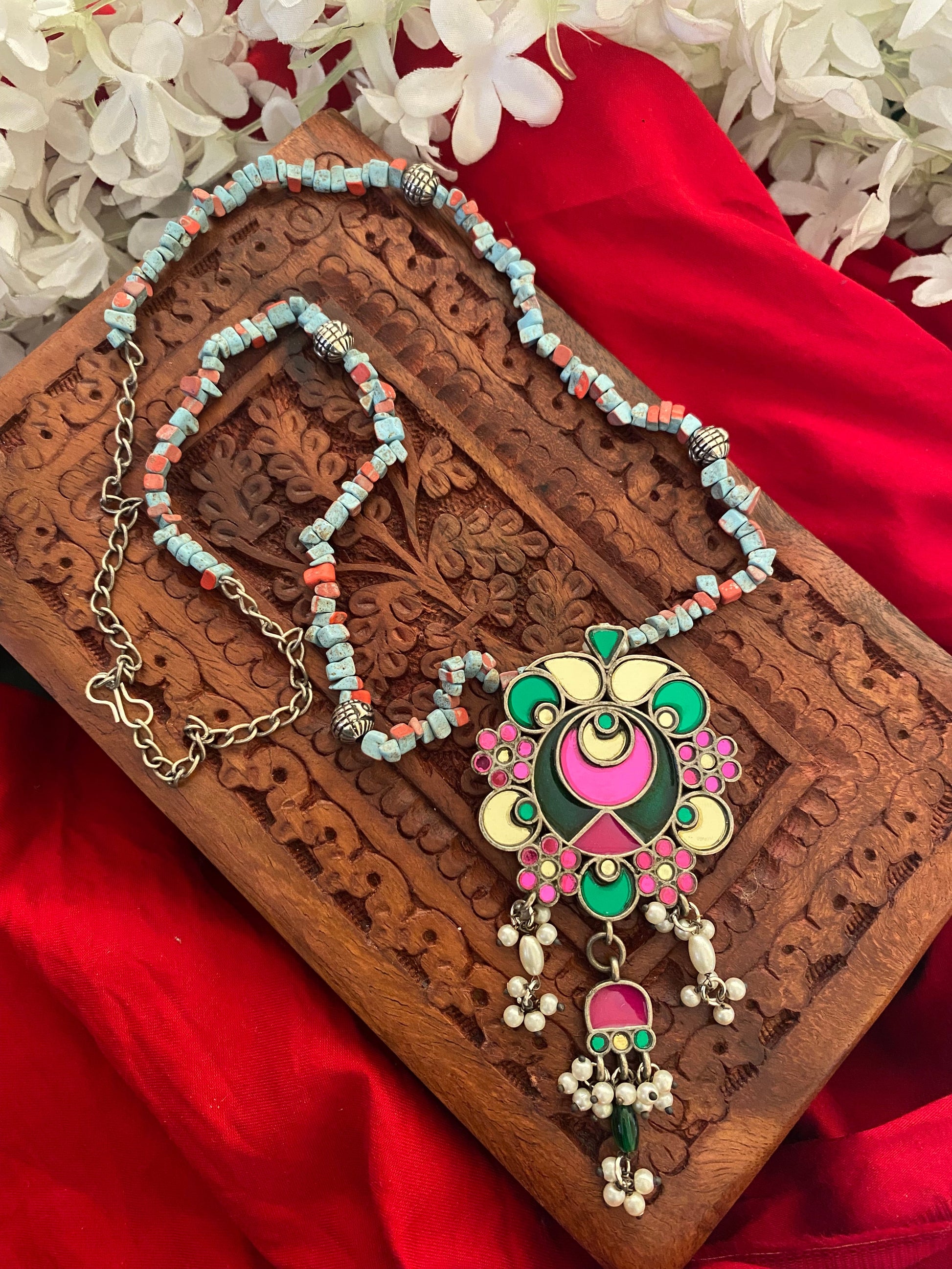 MIRROR PENDENT LONG CHAIN Gehnacollections